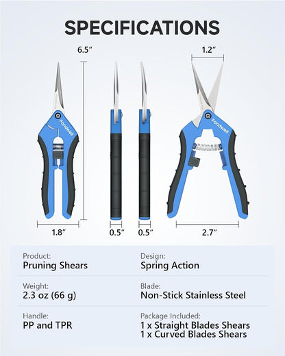 6.5" Small Pruning Shears for Gardening, Plant Trimming Scissors