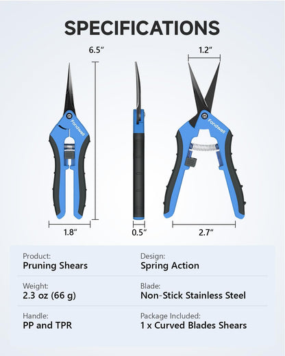 6.5" Small Pruning Shears for Gardening, Plant Trimming Scissors