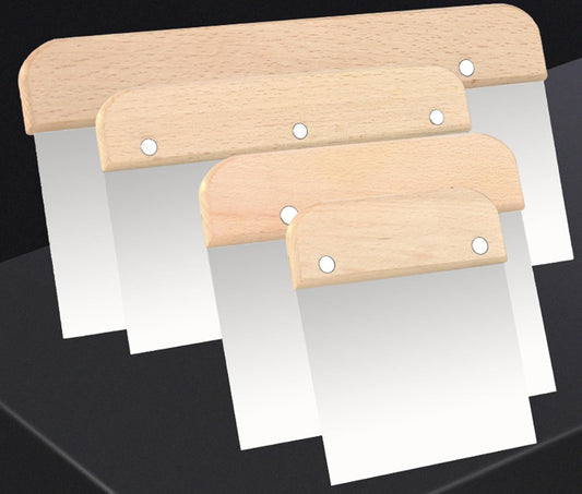 4pc wooden handle stainless steel Bench dough scraper set size 4 "6" 8 "10", baking scraper, cutting tool, scraper putty knife