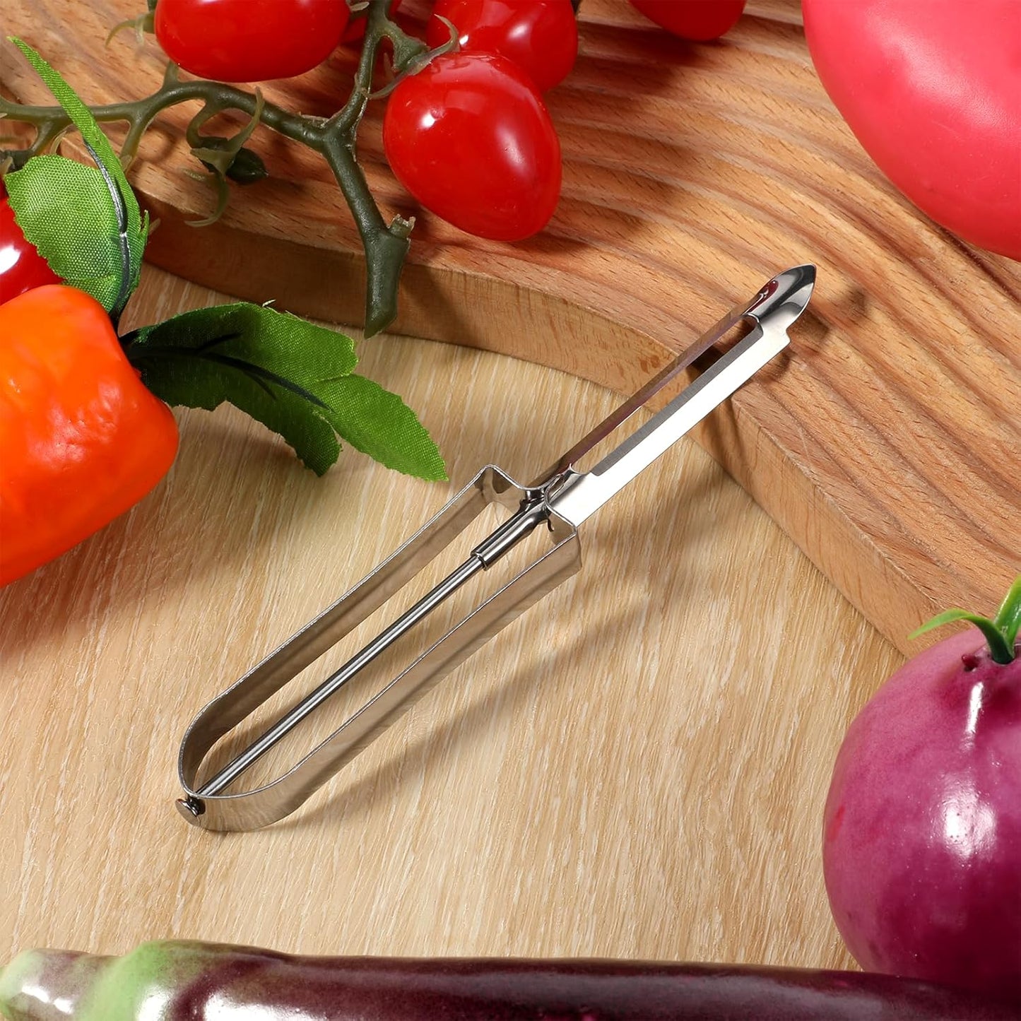 3 Pack Vegetable Peelers for Kitchen, Stainless Steel Fruit Potato Peeler with Easy Grip Ergonomic Handle, Dishwasher Safe Swivel Fruit Peelers