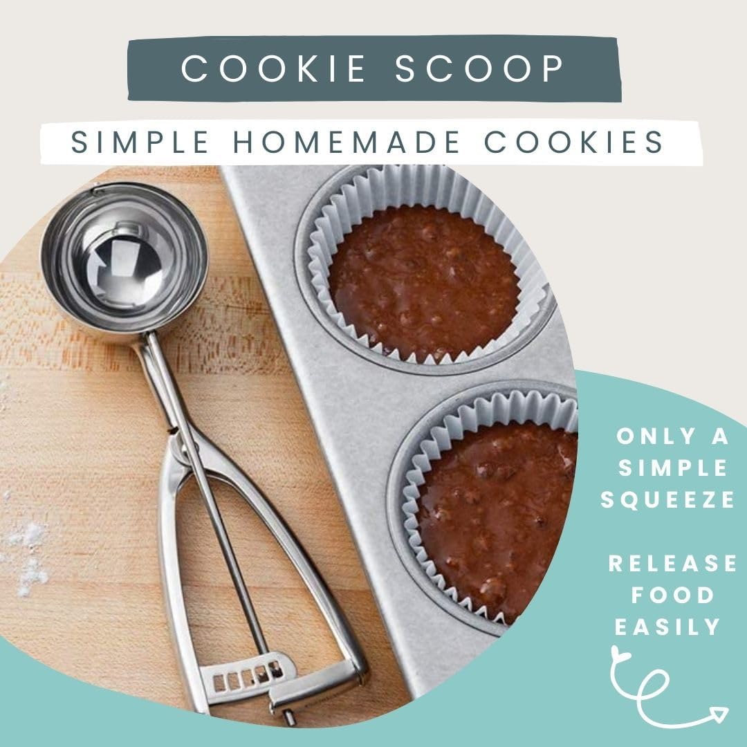 Cookie Scoop, Ice Cream Scoop,18/8 Stainless Steel, Cookie Scoops for Baking, 2Tbsp/ 30ml/ 1oz Cookie Dough Scoop, Ice Cream Scooper with Trigger Release, Cookie Scooper for Baking(#40)