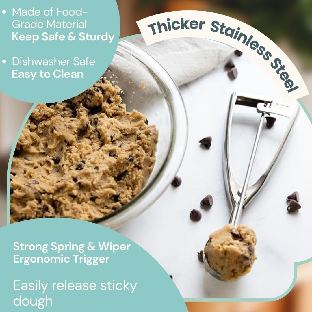 Cookie Scoop, Ice Cream Scoop,18/8 Stainless Steel, Cookie Scoops for Baking, 2Tbsp/ 30ml/ 1oz Cookie Dough Scoop, Ice Cream Scooper with Trigger Release, Cookie Scooper for Baking(#40)