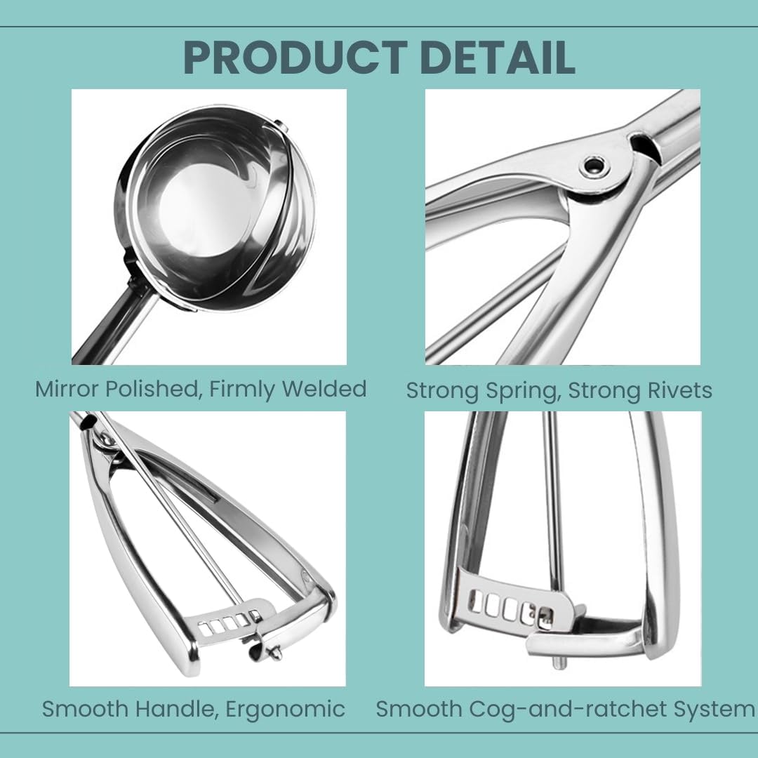 Cookie Scoop, Ice Cream Scoop,18/8 Stainless Steel, Cookie Scoops for Baking, 2Tbsp/ 30ml/ 1oz Cookie Dough Scoop, Ice Cream Scooper with Trigger Release, Cookie Scooper for Baking(#40)