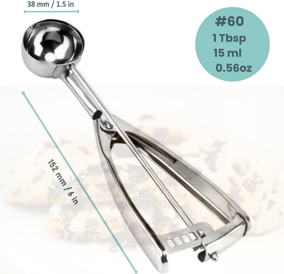Cookie Scoop, Ice Cream Scoop,18/8 Stainless Steel, Cookie Scoops for Baking, 2Tbsp/ 30ml/ 1oz Cookie Dough Scoop, Ice Cream Scooper with Trigger Release, Cookie Scooper for Baking(#40)