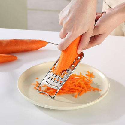 Stainless Steel Cheese Grater Set, Set of 5 Kitchen Grater & Peeler & Slicer, Lemon Zester with Cleaning Brush for Vegetable, Fruit, Chocolate
