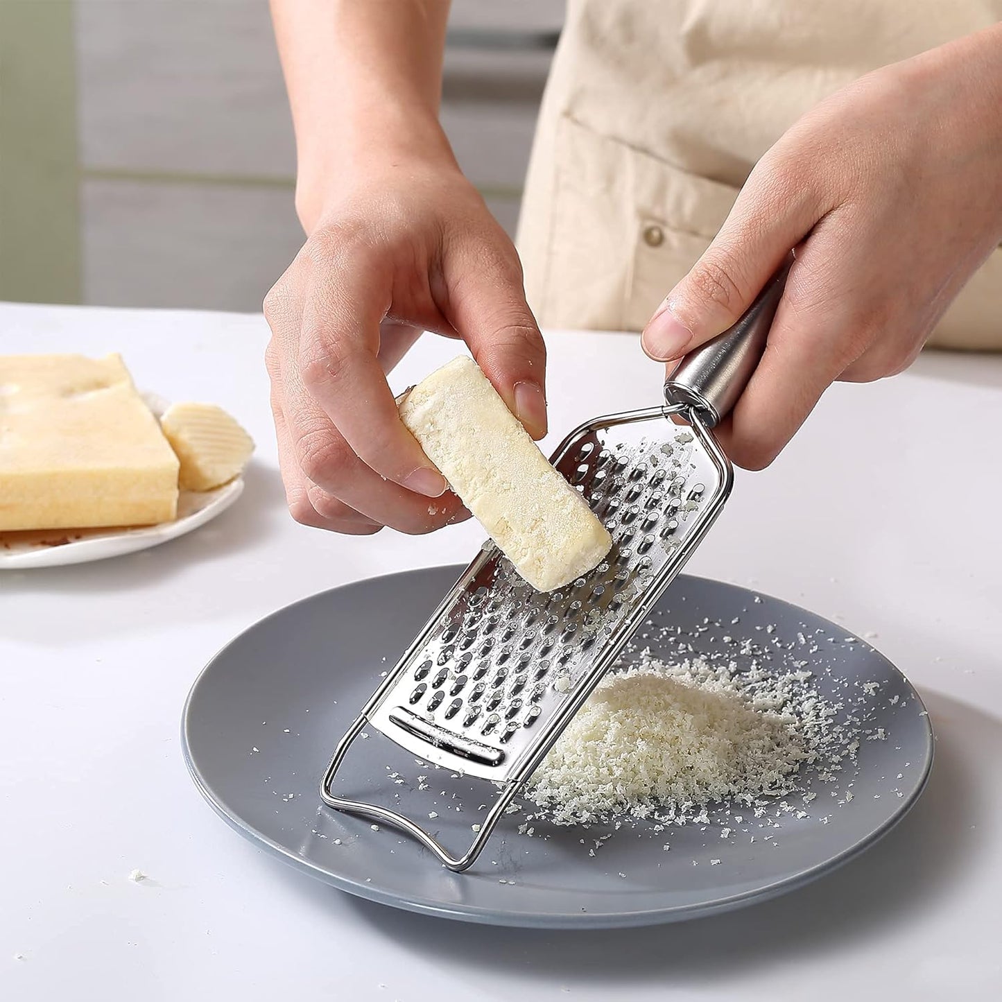 Stainless Steel Cheese Grater Set, Set of 5 Kitchen Grater & Peeler & Slicer, Lemon Zester with Cleaning Brush for Vegetable, Fruit, Chocolate