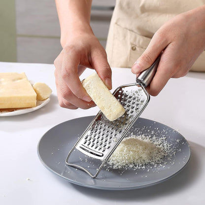 Stainless Steel Cheese Grater Set, Set of 5 Kitchen Grater & Peeler & Slicer, Lemon Zester with Cleaning Brush for Vegetable, Fruit, Chocolate