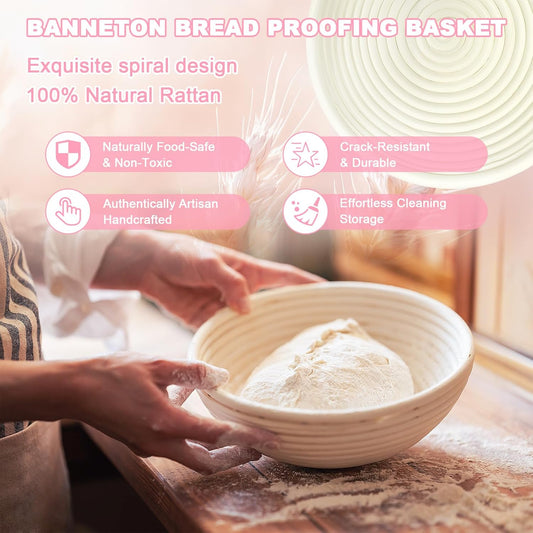 Beginner Sourdough Starter Kit, Sour dough Kits with Sourdough Starter Jar | Sour Dough Bread Starter Kits with Glass Jar, Bread Proofing Basket, Sourdough Bread Making Tools Gifts for Bakers Women Mom