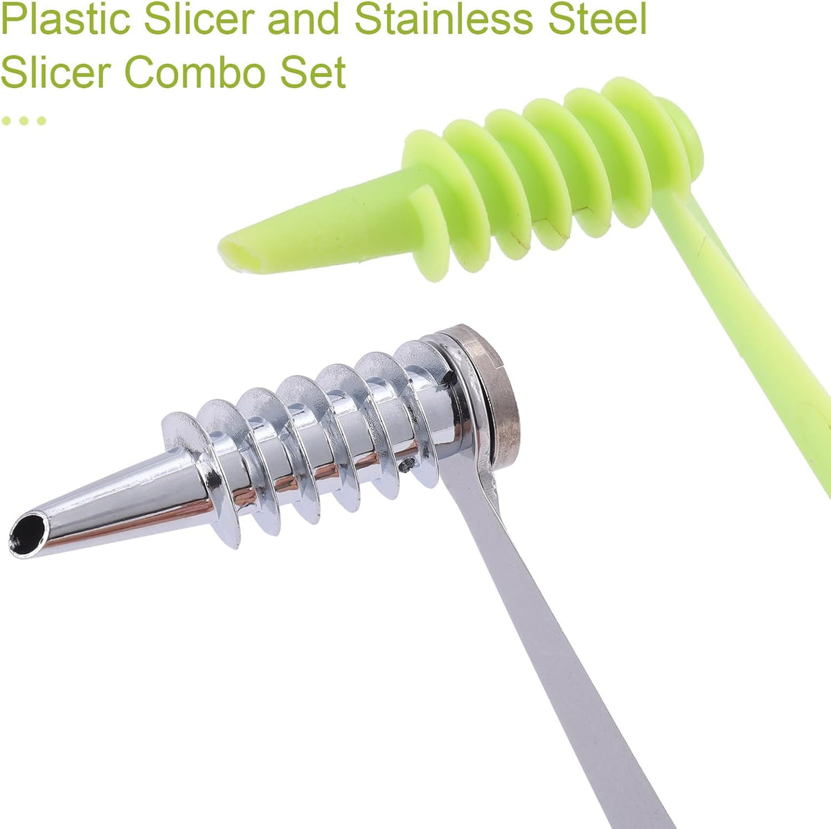 2pcs Spiral Cutter Slicer, Stainless Steel & Plastic Spiral Knife for Vegetables Portable Manual Cutter Tool for Cucumber Potato Carrot Fruit Kitchen Gadgets