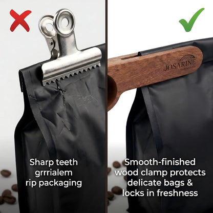 2-Pack Wooden Coffee Scoop, 2-in-1 Solid Sapele Wood Measuring Spoon & Bag Sealer for Ground Beans, Espresso, Tea - One-Piece Minimalist Coffee Accessories