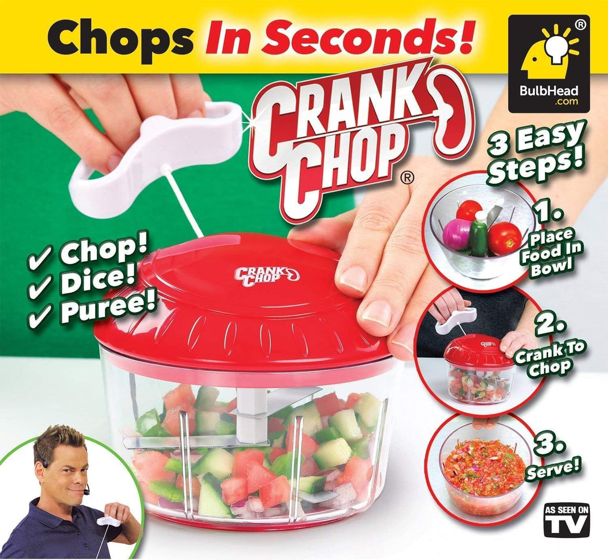 Food Chopper & Processor, Dice Vegetables, Garlic, Onions