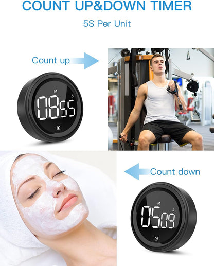 LIORQUE Digital Kitchen Timer, 99 Minute Magnetic Countdown Timer, Black