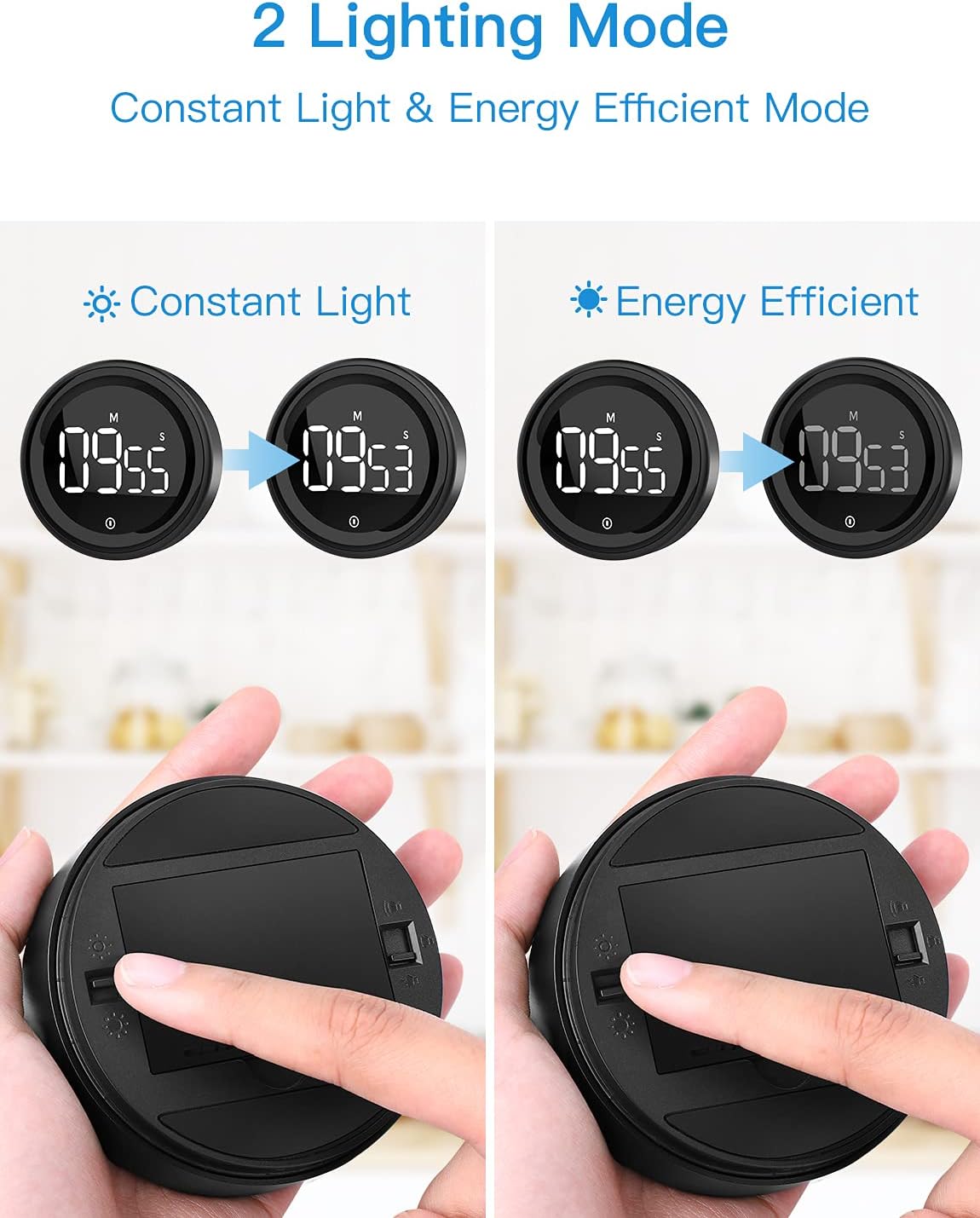 LIORQUE Digital Kitchen Timer, 99 Minute Magnetic Countdown Timer, Black