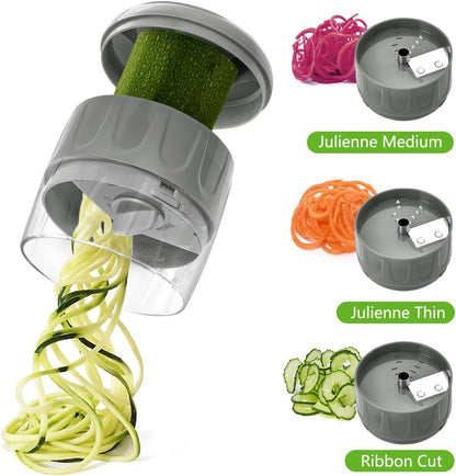Vegetable Chopper, Multifunctional Food Chopper, Pro Onion Chopper, Vegetable Slicer Dicer Cutter with 5 Blades, Veggie Chopper with Container, 3 in 1 Spiralizer Included(9-in-1,Grey)