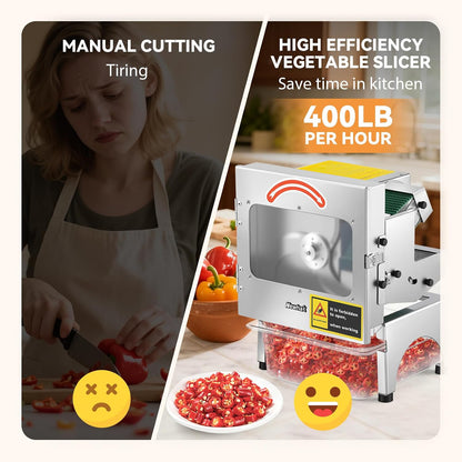 Automatic Veggie Slicer, 200W Conveyor Belt Cutter 400lb/h 110V