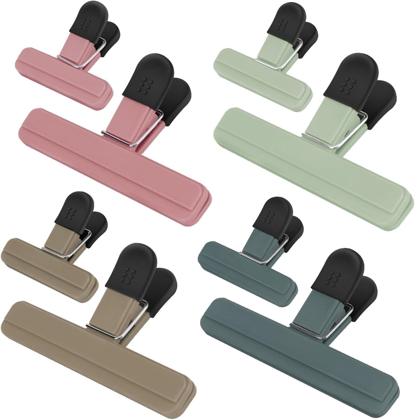 Chip Clips, 8 Pack Food Clips, Upgrade Wide Open Bag Clips for Food Storage with Air Tight Seal Grip (4 x L, 4 x S)