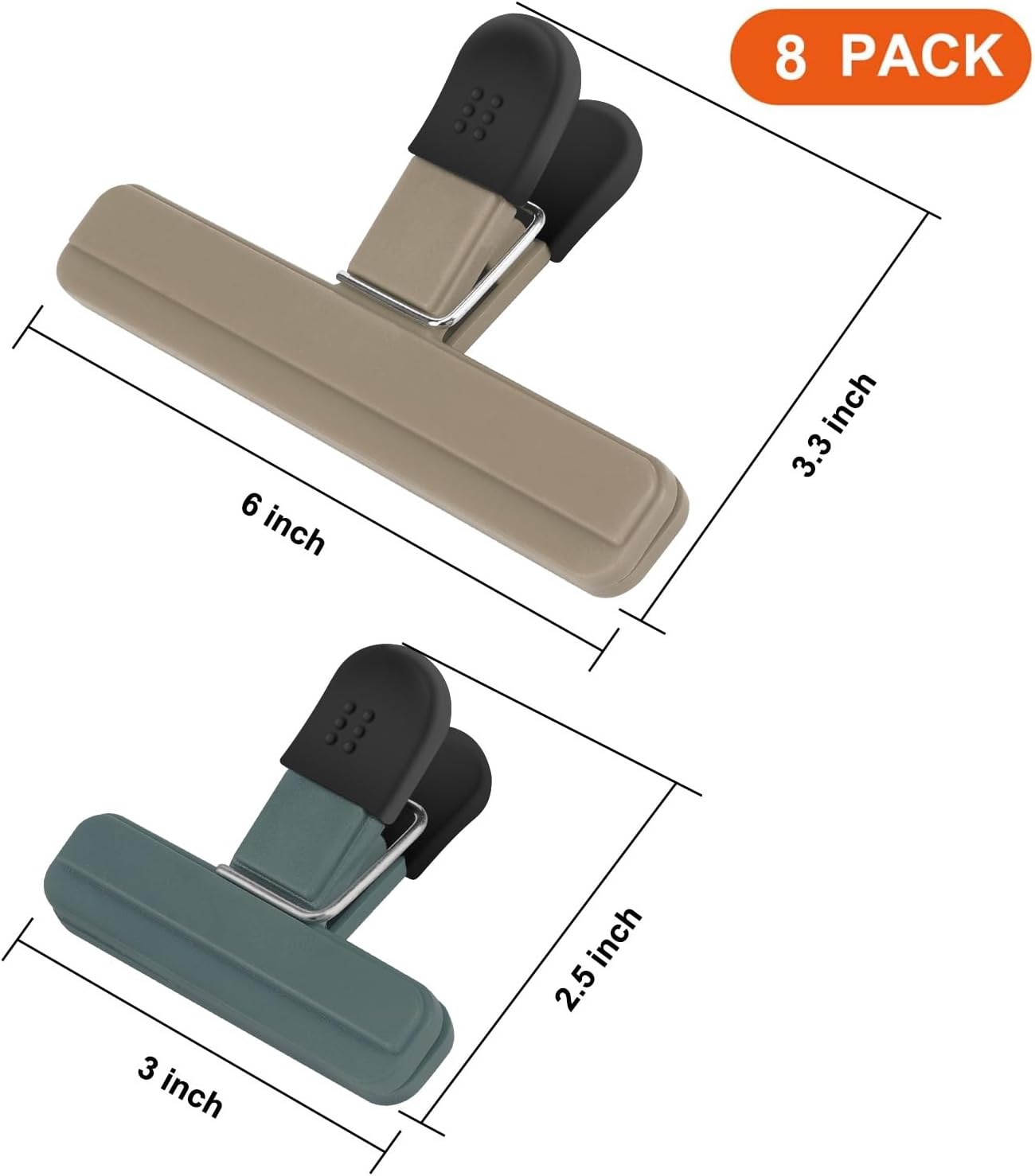 Chip Clips, 8 Pack Food Clips, Upgrade Wide Open Bag Clips for Food Storage with Air Tight Seal Grip (4 x L, 4 x S)