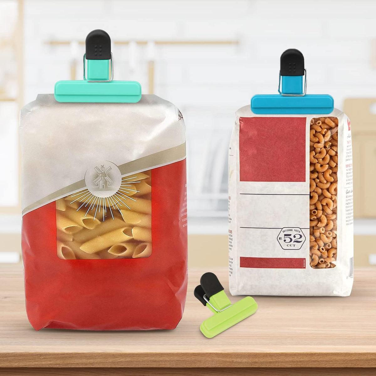 Chip Clips, 8 Pack Food Clips, Upgrade Wide Open Bag Clips for Food Storage with Air Tight Seal Grip (4 x L, 4 x S)