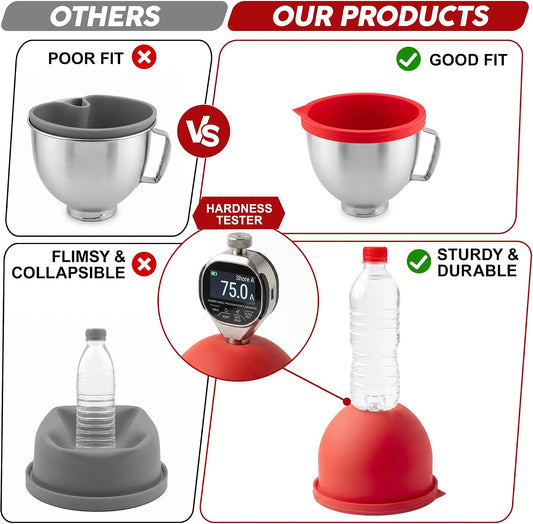 Food Grade Silicone Bowl Liner for 5 Qt KitchenAid Mixer with Lid, BPA-Free Odor-Free Easy Clean, White