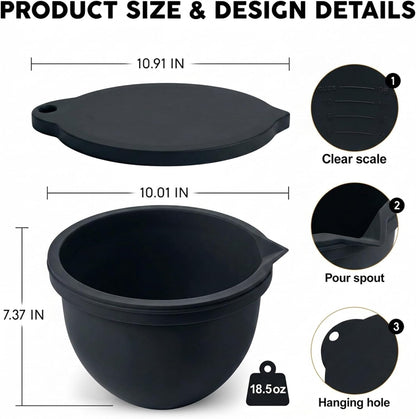 Food Grade Silicone Bowl Liner for 5 Qt KitchenAid Mixer with Lid, BPA-Free Odor-Free Easy Clean, White