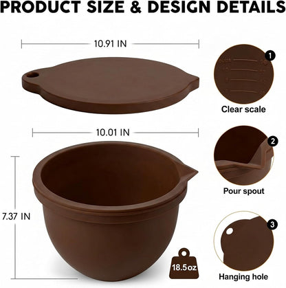 Food Grade Silicone Bowl Liner for 5 Qt KitchenAid Mixer with Lid, BPA-Free Odor-Free Easy Clean, White