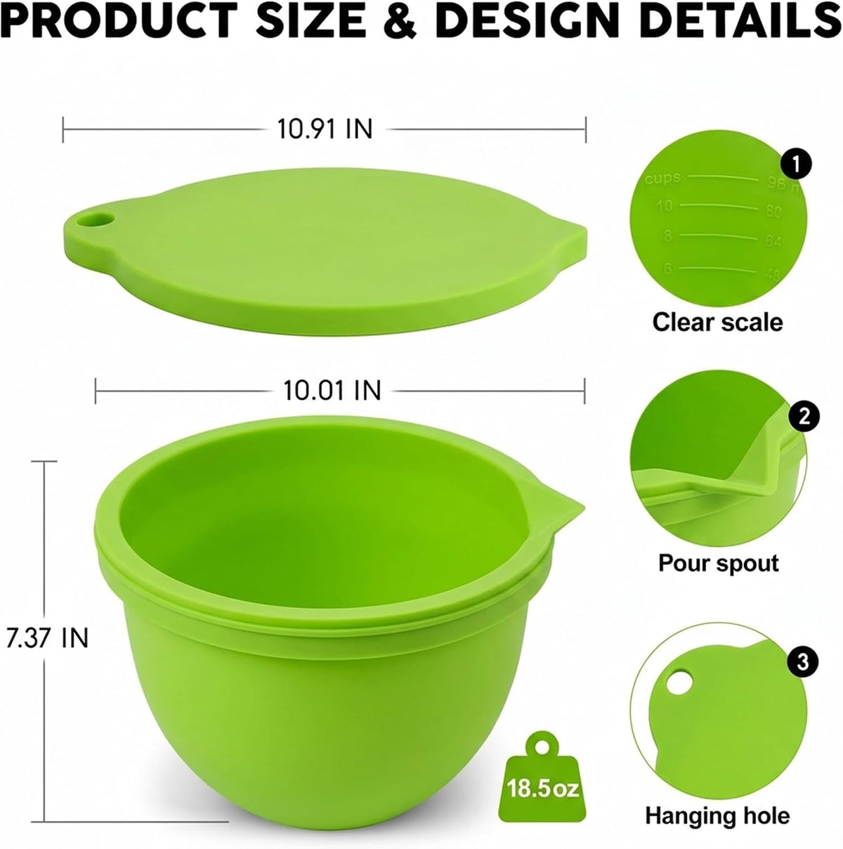 Food Grade Silicone Bowl Liner for 5 Qt KitchenAid Mixer with Lid, BPA-Free Odor-Free Easy Clean, White