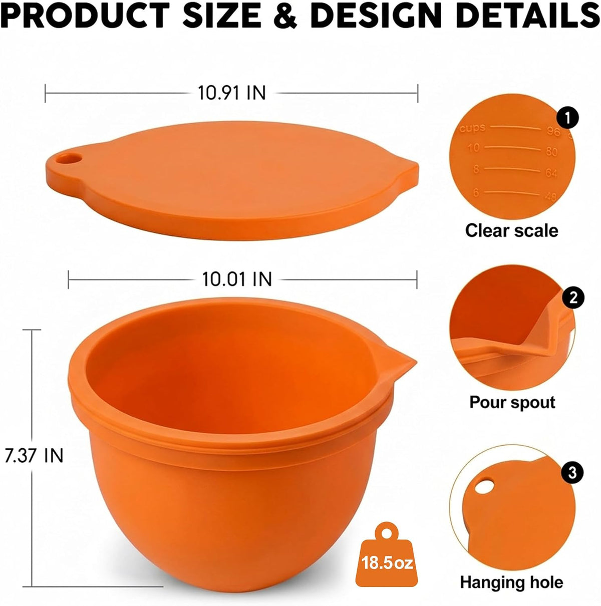 Food Grade Silicone Bowl Liner for 5 Qt KitchenAid Mixer with Lid, BPA-Free Odor-Free Easy Clean, White