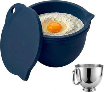 Food Grade Silicone Bowl Liner for 5 Qt KitchenAid Mixer with Lid, BPA-Free Odor-Free Easy Clean, White