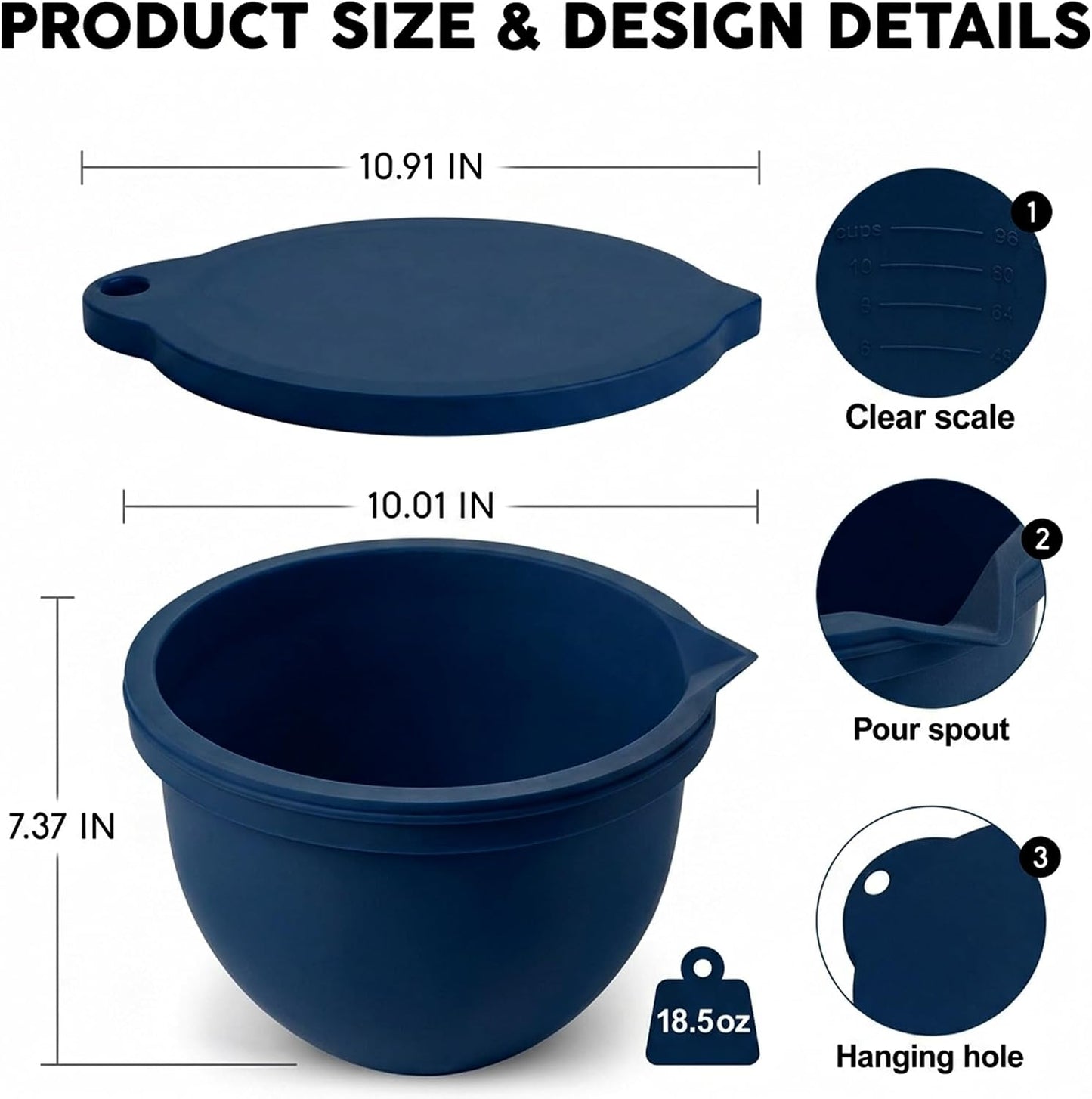 Food Grade Silicone Bowl Liner for 5 Qt KitchenAid Mixer with Lid, BPA-Free Odor-Free Easy Clean, White