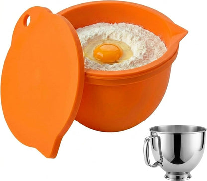 Food Grade Silicone Bowl Liner for 5 Qt KitchenAid Mixer with Lid, BPA-Free Odor-Free Easy Clean, White