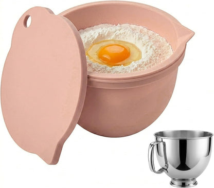 Food Grade Silicone Bowl Liner for 5 Qt KitchenAid Mixer with Lid, BPA-Free Odor-Free Easy Clean, White