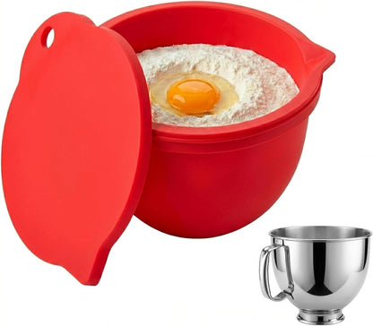 Food Grade Silicone Bowl Liner for 5 Qt KitchenAid Mixer with Lid, BPA-Free Odor-Free Easy Clean, White