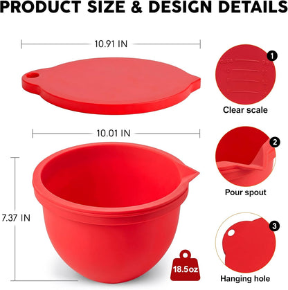 Food Grade Silicone Bowl Liner for 5 Qt KitchenAid Mixer with Lid, BPA-Free Odor-Free Easy Clean, White