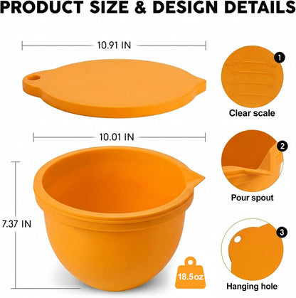 Food Grade Silicone Bowl Liner for 5 Qt KitchenAid Mixer with Lid, BPA-Free Odor-Free Easy Clean, White