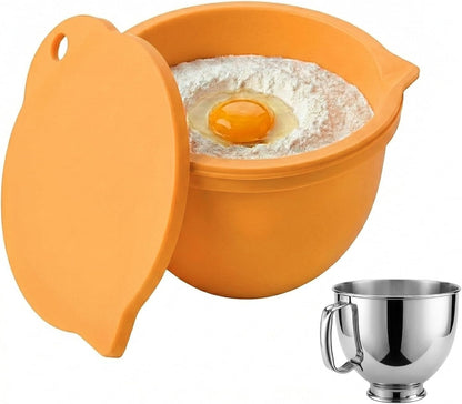 Food Grade Silicone Bowl Liner for 5 Qt KitchenAid Mixer with Lid, BPA-Free Odor-Free Easy Clean, White