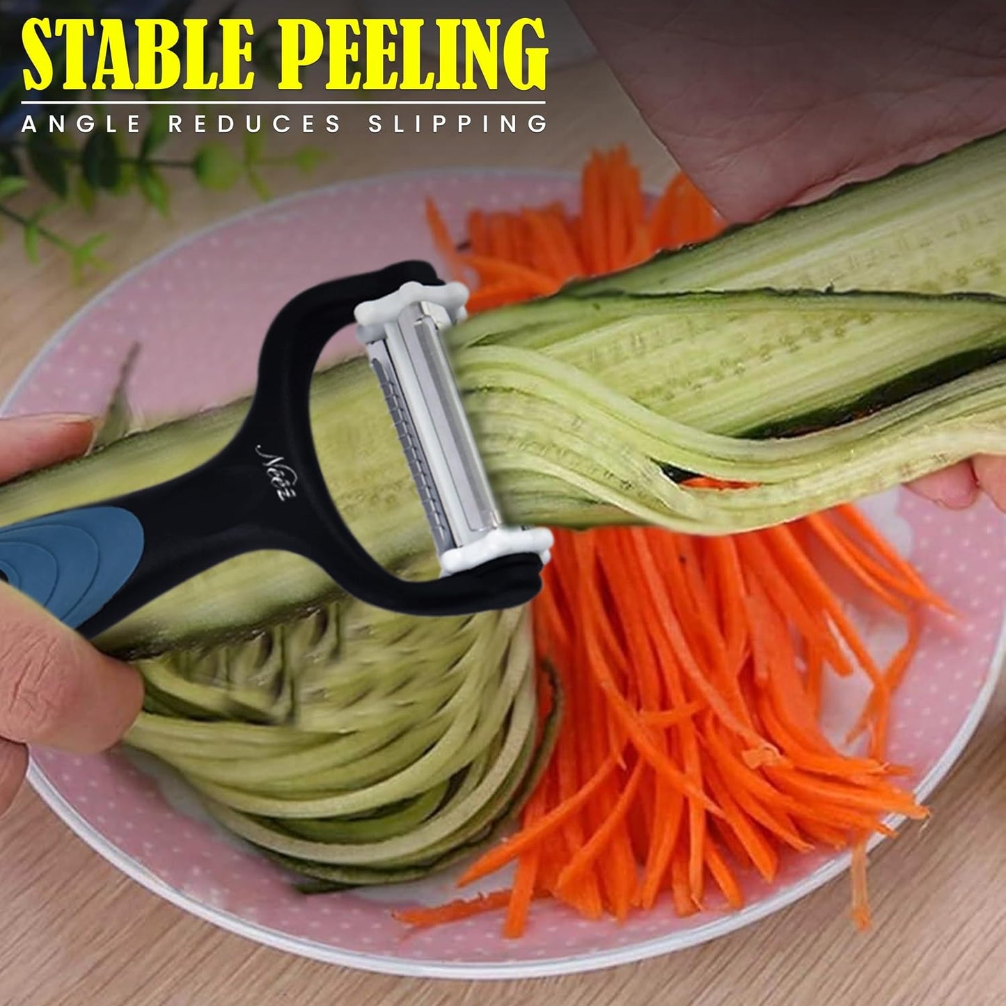 Julienne Peeler Vegetable Peeler Multifunctional Potato Cabbage Fruit Cucumber Carrot Peeler Julienne Shredder Tool Kitchen Multi-Function Stainless Steel Peeler Slicer Knife Julienne Set 3 In 1