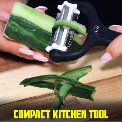 Julienne Peeler Vegetable Peeler Multifunctional Potato Cabbage Fruit Cucumber Carrot Peeler Julienne Shredder Tool Kitchen Multi-Function Stainless Steel Peeler Slicer Knife Julienne Set 3 In 1