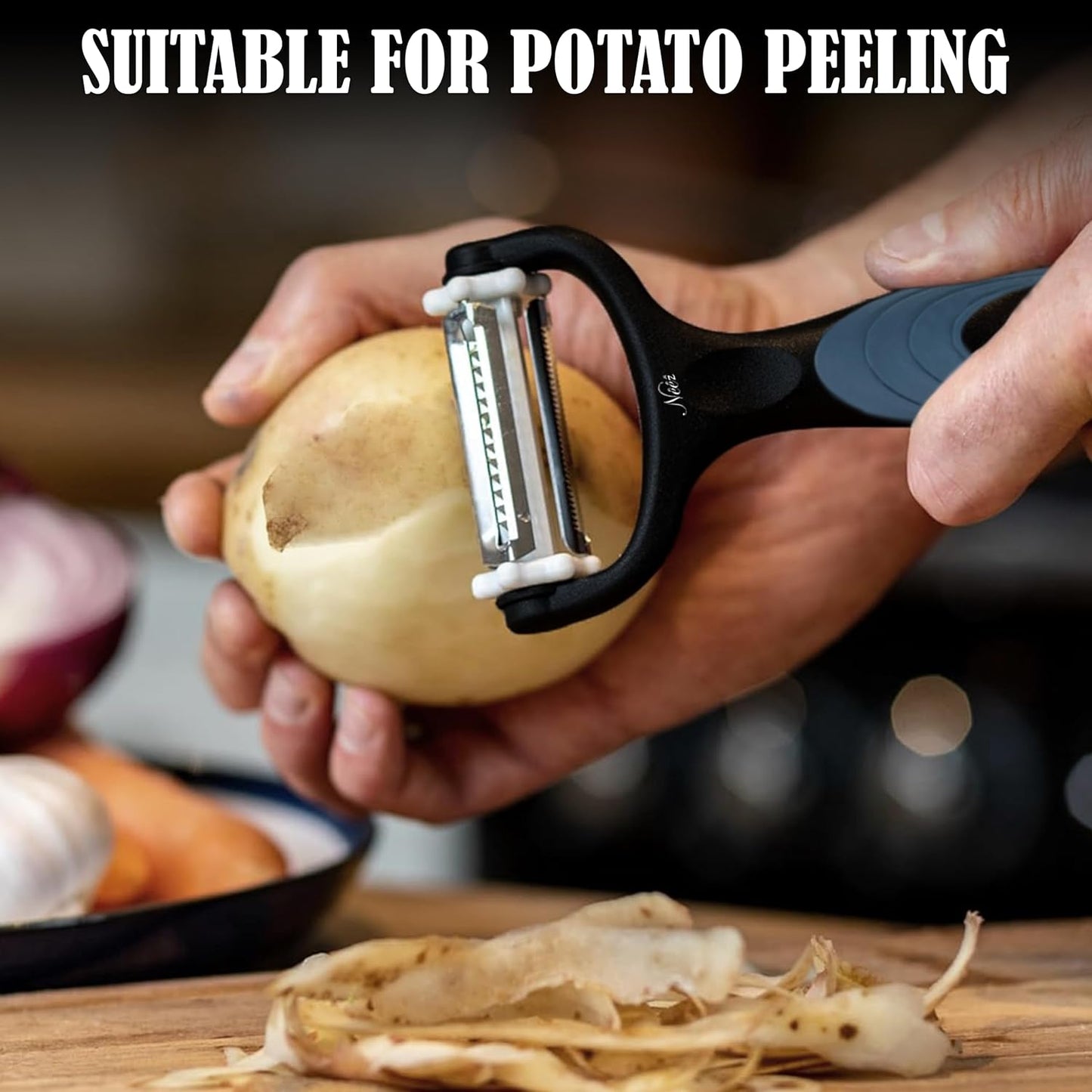 Julienne Peeler Vegetable Peeler Multifunctional Potato Cabbage Fruit Cucumber Carrot Peeler Julienne Shredder Tool Kitchen Multi-Function Stainless Steel Peeler Slicer Knife Julienne Set 3 In 1