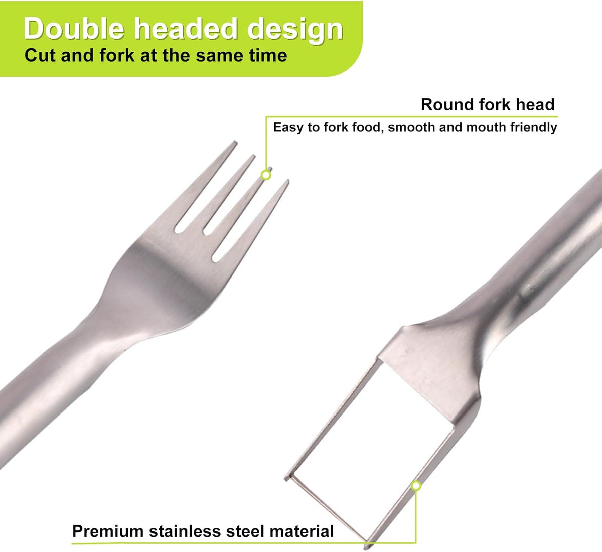 2-in-1 Stainless Steel Watermelon Fruit Cutter Slicer Tool and Melon Baller Scoop Fruit Ball Cutter Set, Dual Head Fork Knife Melon Cutter Cutting Tool.
