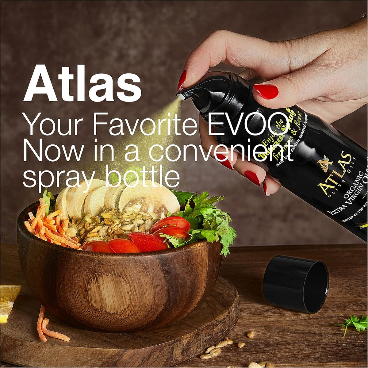 Atlas Organic Extra Virgin Olive Oil Cooking Spray, 5.4 fl oz, 3-Pack | Gourmet EVOO, Olive Oil Extra Virgin Dual Spray & Stream For Cooking, Baking & Nonstick Prep, Polyphenol-Rich, Keto-Friendly