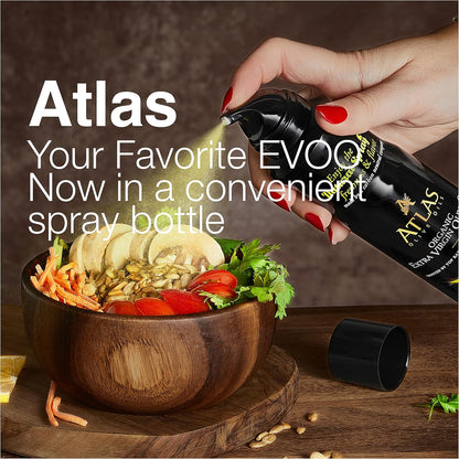 Atlas Organic Extra Virgin Olive Oil Cooking Spray, 5.4 fl oz, 3-Pack | Gourmet EVOO, Olive Oil Extra Virgin Dual Spray & Stream For Cooking, Baking & Nonstick Prep, Polyphenol-Rich, Keto-Friendly