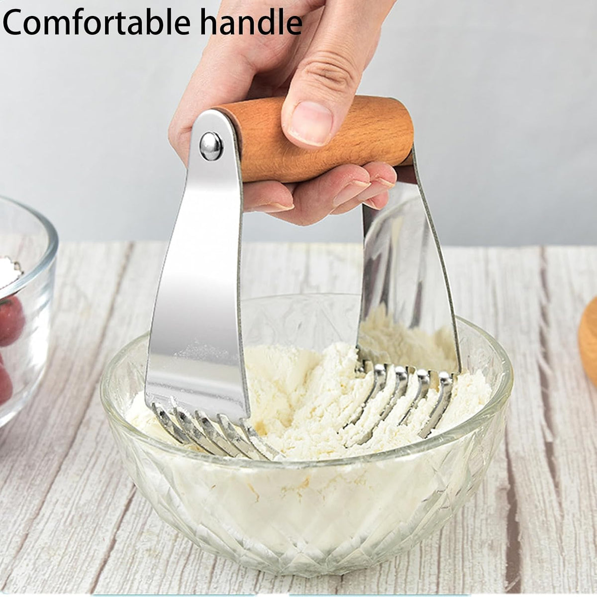 Dough Blender, Stainless Steel Pastry Cutter, Pastry Mixer with Heavy Duty Blades, 2Colors for You(Wood color)