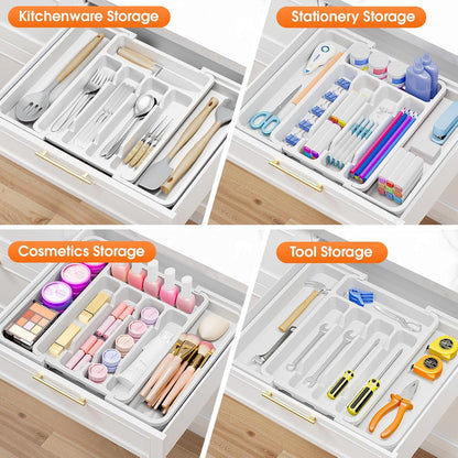 Silverware Organizer，Adjustable & Expandable Drawer Organizer, Black