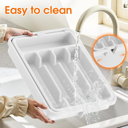 Silverware Organizer，Adjustable & Expandable Drawer Organizer, Black