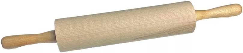 Classic Wooden Rolling Pin for Baking - 17-Inch Natural Beechwood Dough Roller with Easy-Grip Handles - Perfect for Bread, Pizza, Pastries, Cookies - Durable and Lightweight Kitchen Tool