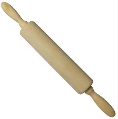 Classic Wooden Rolling Pin for Baking - 17-Inch Natural Beechwood Dough Roller with Easy-Grip Handles - Perfect for Bread, Pizza, Pastries, Cookies - Durable and Lightweight Kitchen Tool