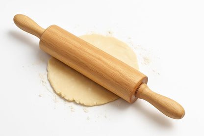 Classic Wooden Rolling Pin for Baking - 17-Inch Natural Beechwood Dough Roller with Easy-Grip Handles - Perfect for Bread, Pizza, Pastries, Cookies - Durable and Lightweight Kitchen Tool