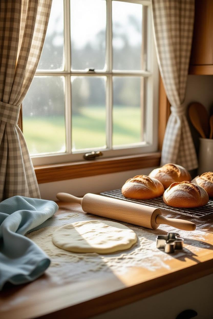 Classic Wooden Rolling Pin for Baking - 17-Inch Natural Beechwood Dough Roller with Easy-Grip Handles - Perfect for Bread, Pizza, Pastries, Cookies - Durable and Lightweight Kitchen Tool