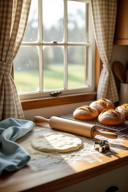 Classic Wooden Rolling Pin for Baking - 17-Inch Natural Beechwood Dough Roller with Easy-Grip Handles - Perfect for Bread, Pizza, Pastries, Cookies - Durable and Lightweight Kitchen Tool