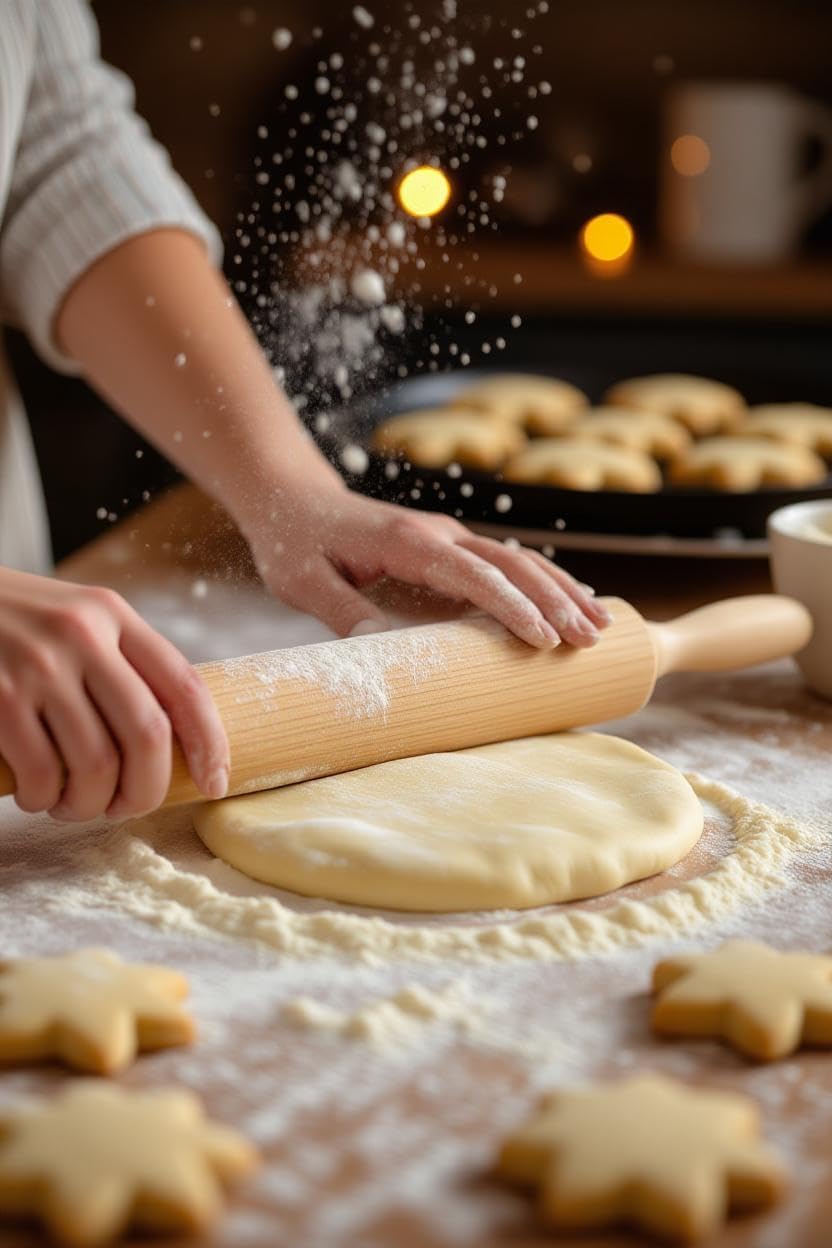 Classic Wooden Rolling Pin for Baking - 17-Inch Natural Beechwood Dough Roller with Easy-Grip Handles - Perfect for Bread, Pizza, Pastries, Cookies - Durable and Lightweight Kitchen Tool
